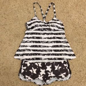 Stars and Stripes Black and White Tankini